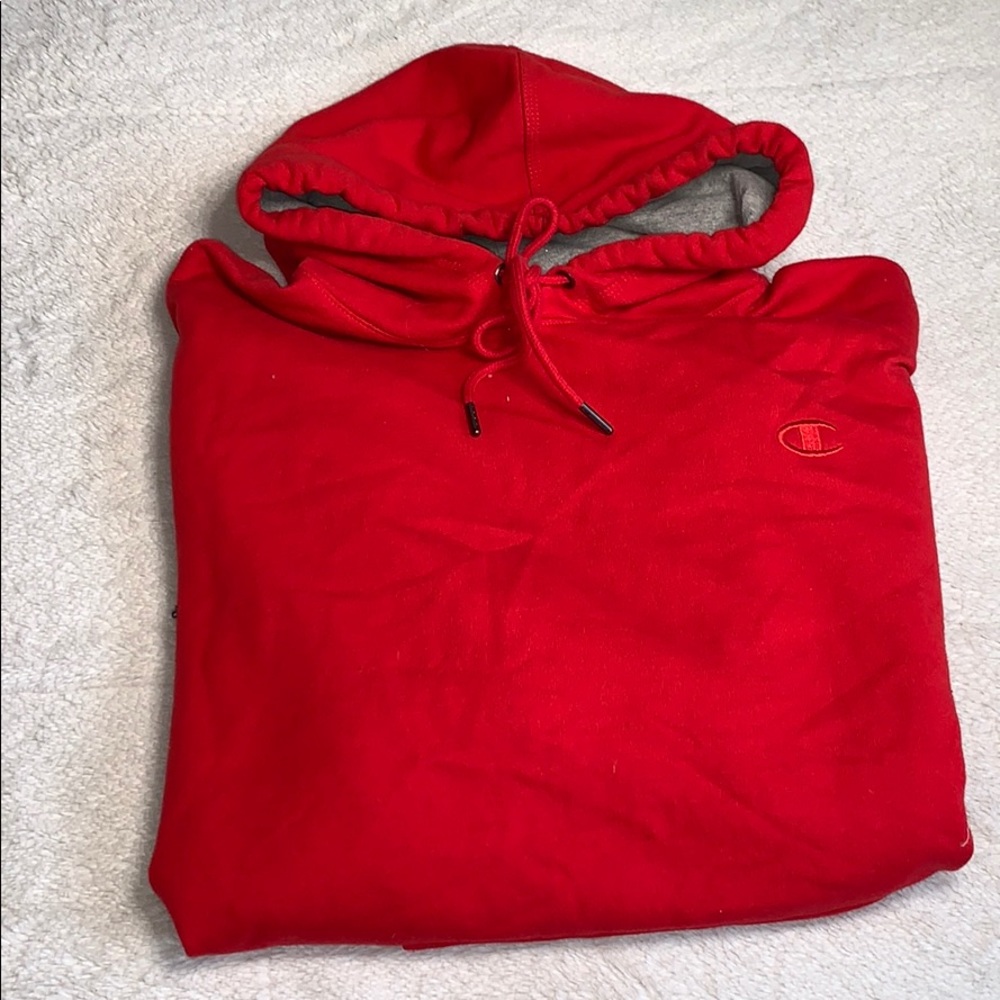 Red champion hoodie